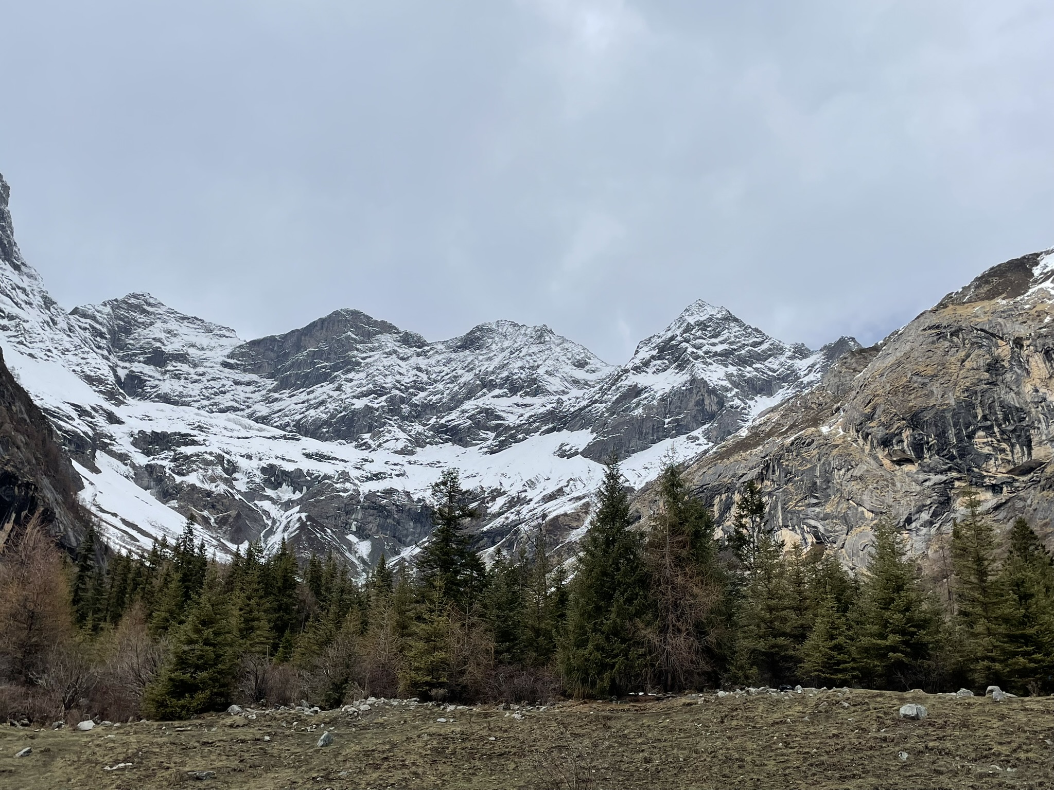 Majestic peaks of Mount Siguniang rising above the clouds in Sichuan, China.