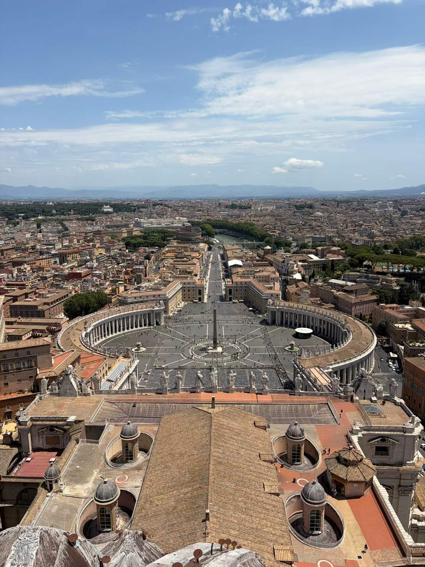The top of St. Peter's Basilica in Vatican.